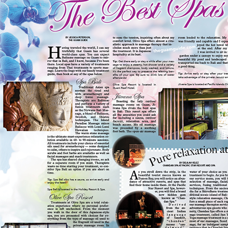 Stripes コミュニティ紙 折り込み「Healthy Living Guide」2015年春号「The Best Spas on Guam」／Spring 2015 issue of Stars and Stripes Community Publication insertion, "Healthy Living Guide" "The Best Spas on Guam" special